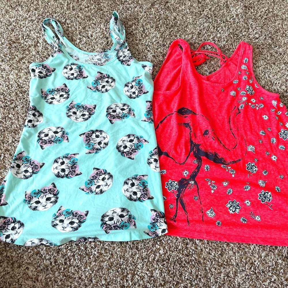 Junior Girl Kitty Cat and Elephant Tank Top-11/13 Blessed Be The Gift closet